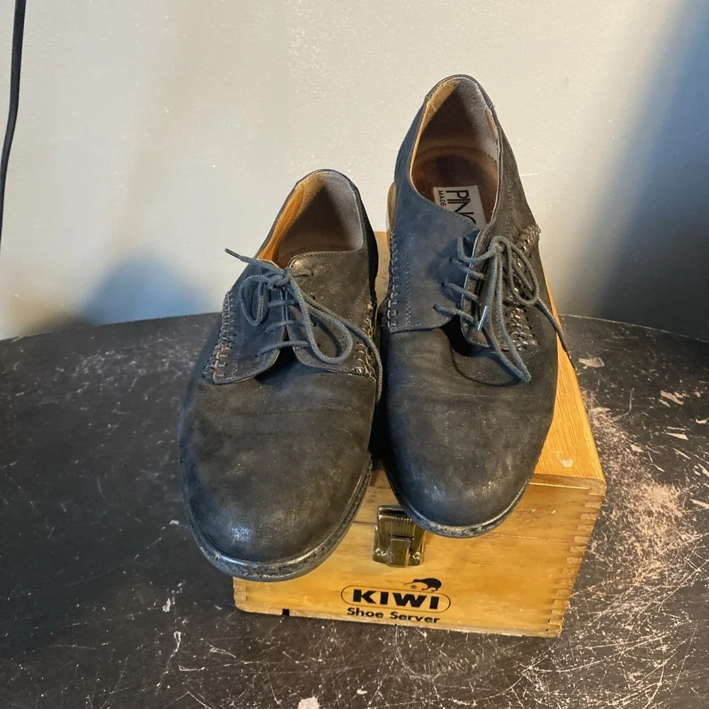 Pino Suede Oxfords Leather Italian Made 42 Black‎